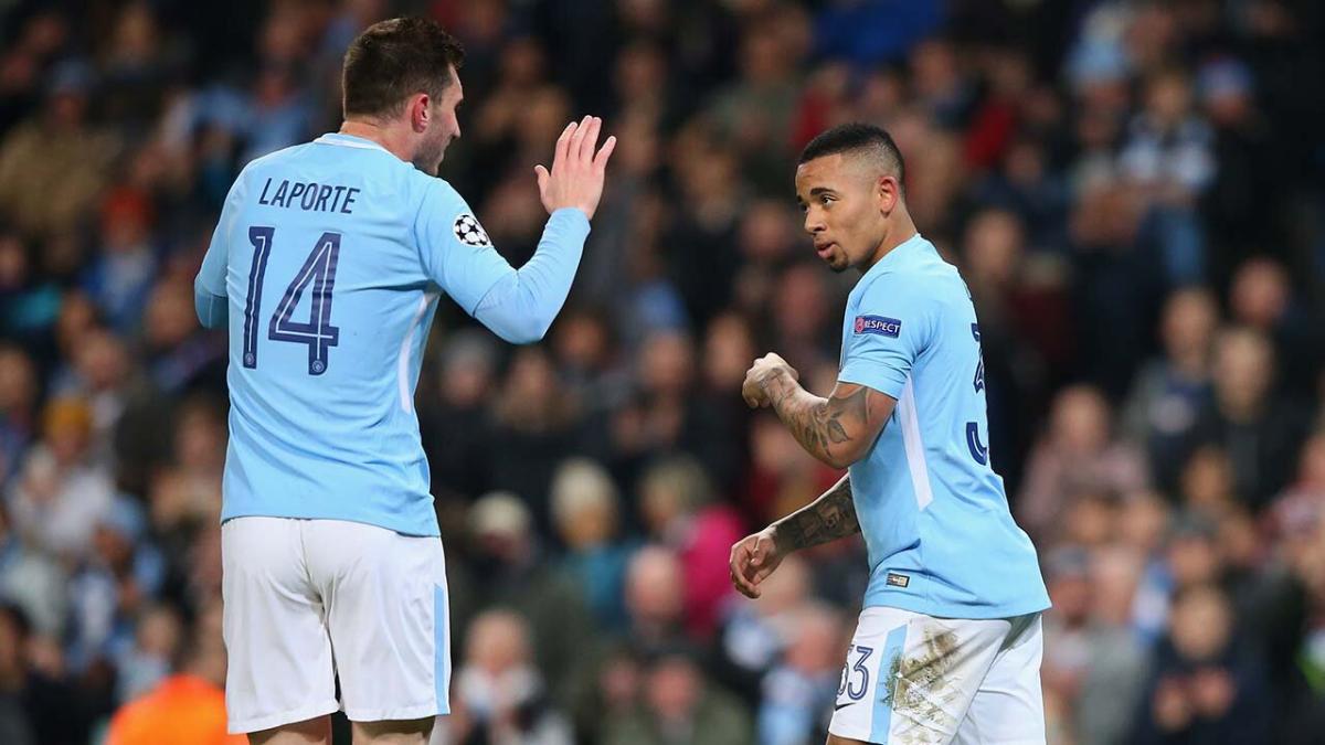Former teammates Laporte and Jesus